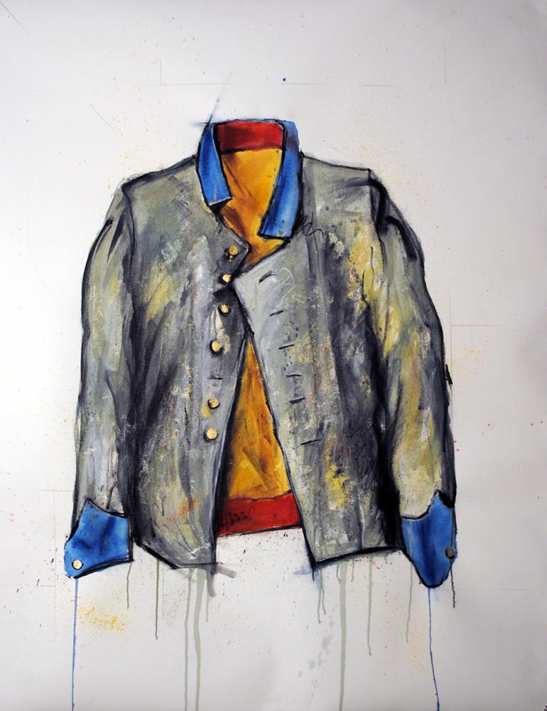 Rebel Tunic 48 x 37.  Oil and dry pigment on paper © 2014